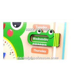 Đồng hồ kèm lịch gỗ  hình chú ếch đa chức năng - HÀNG ĐẸP giá tốt
