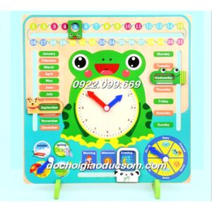 Đồng hồ kèm lịch gỗ  hình chú ếch đa chức năng - HÀNG ĐẸP giá tốt, chất lượng