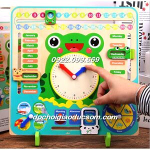 Đồng hồ kèm lịch gỗ  hình chú ếch đa chức năng - HÀNG ĐẸP giá rẻ