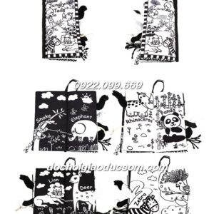 Sách vải có đuôi jolly baby Jungly Tails đen trắng mới hàng đẹp giá rẻ